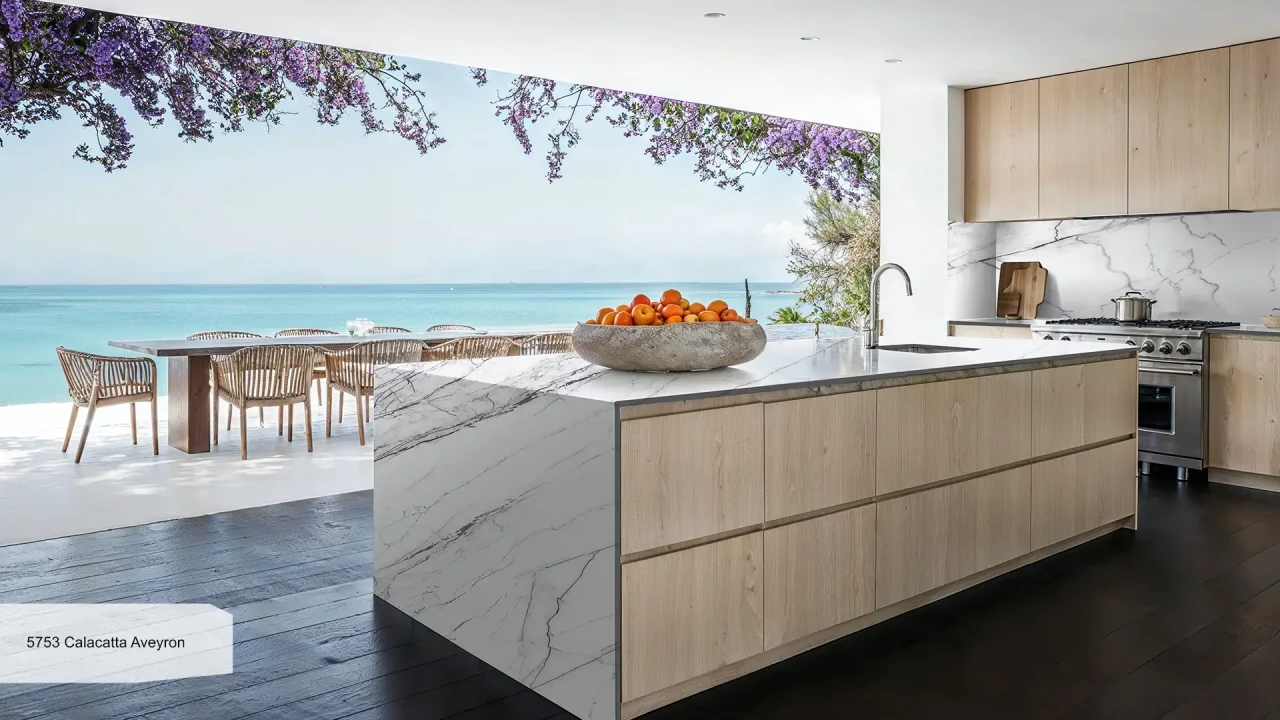Avant Quartz 5753 Calacatta Aveyron в інтер'єрі