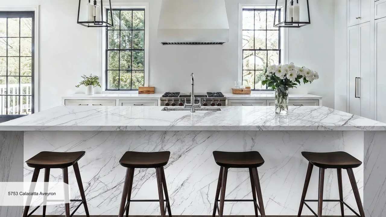 Avant Quartz 5753 Calacatta Aveyron в інтер'єрі