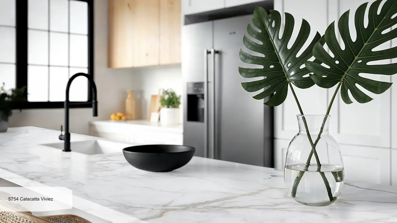 Avant Quartz 5754 Calacatta Viviez в інтер'єрі