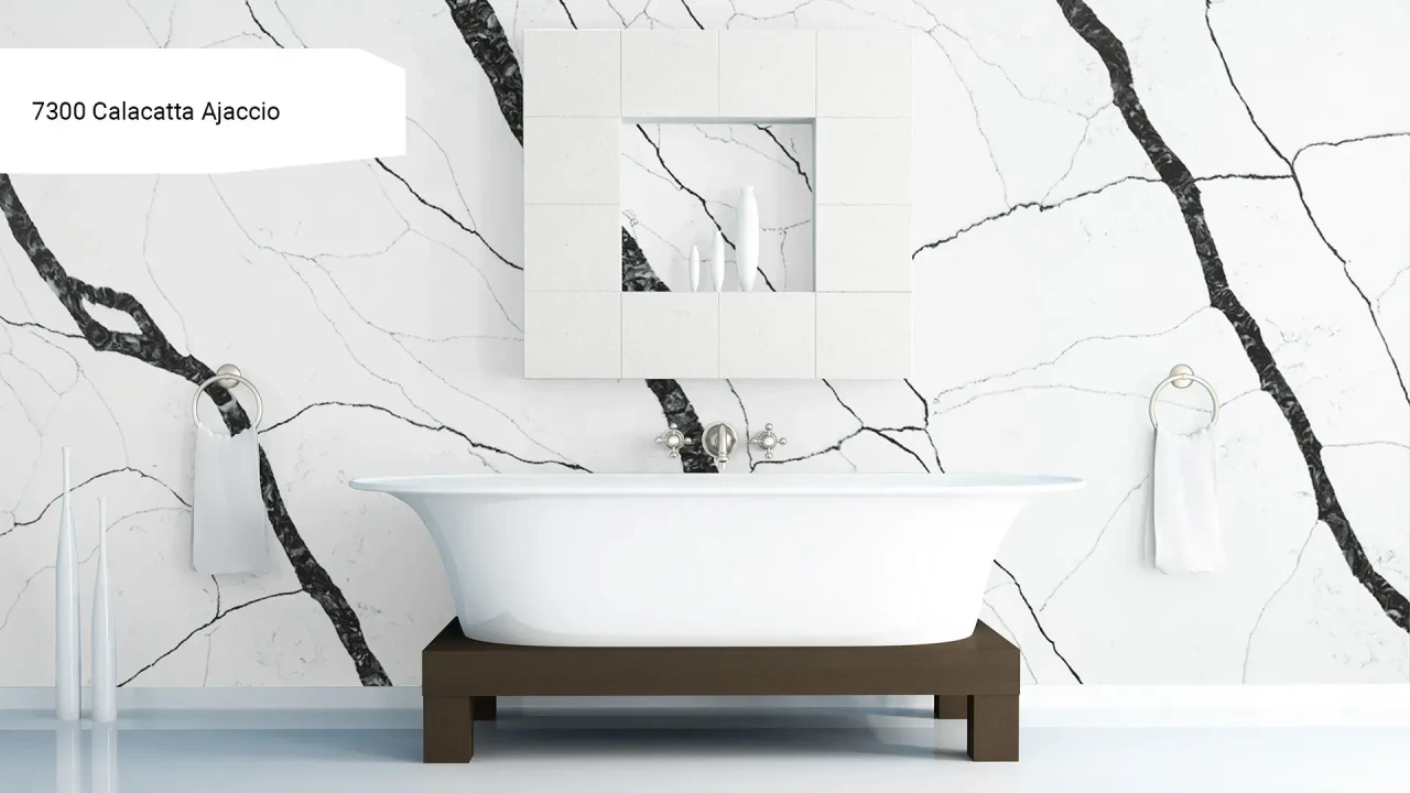 Avant Quartz 7300 Calacatta Ajaccio в інтер'єрі
