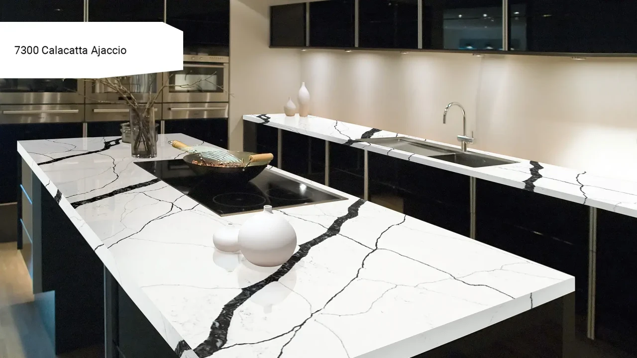 Avant Quartz 7300 Calacatta Ajaccio в інтер'єрі