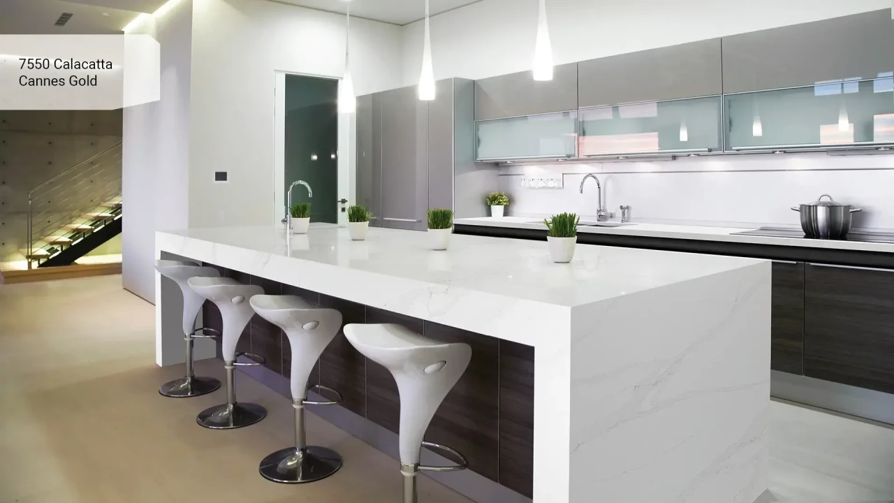 Avant Quartz 7550 Calacatta Cannes Gold в інтер'єрі
