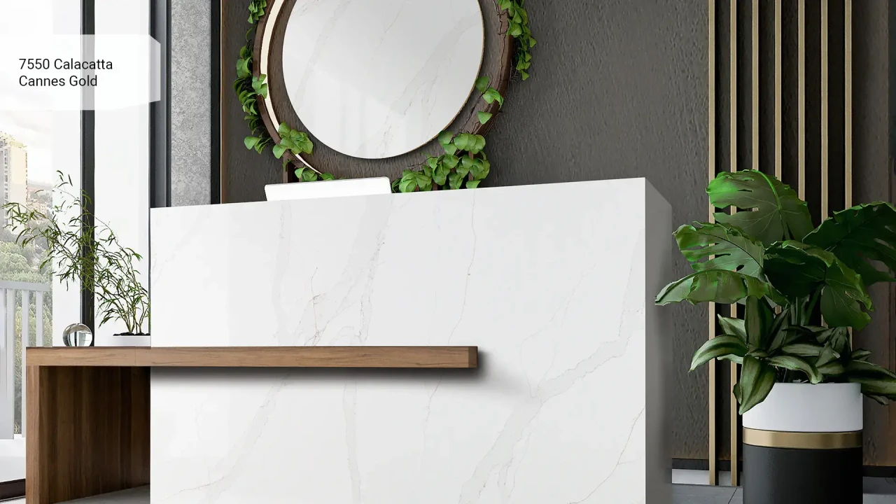 Avant Quartz 7550 Calacatta Cannes Gold в інтер'єрі