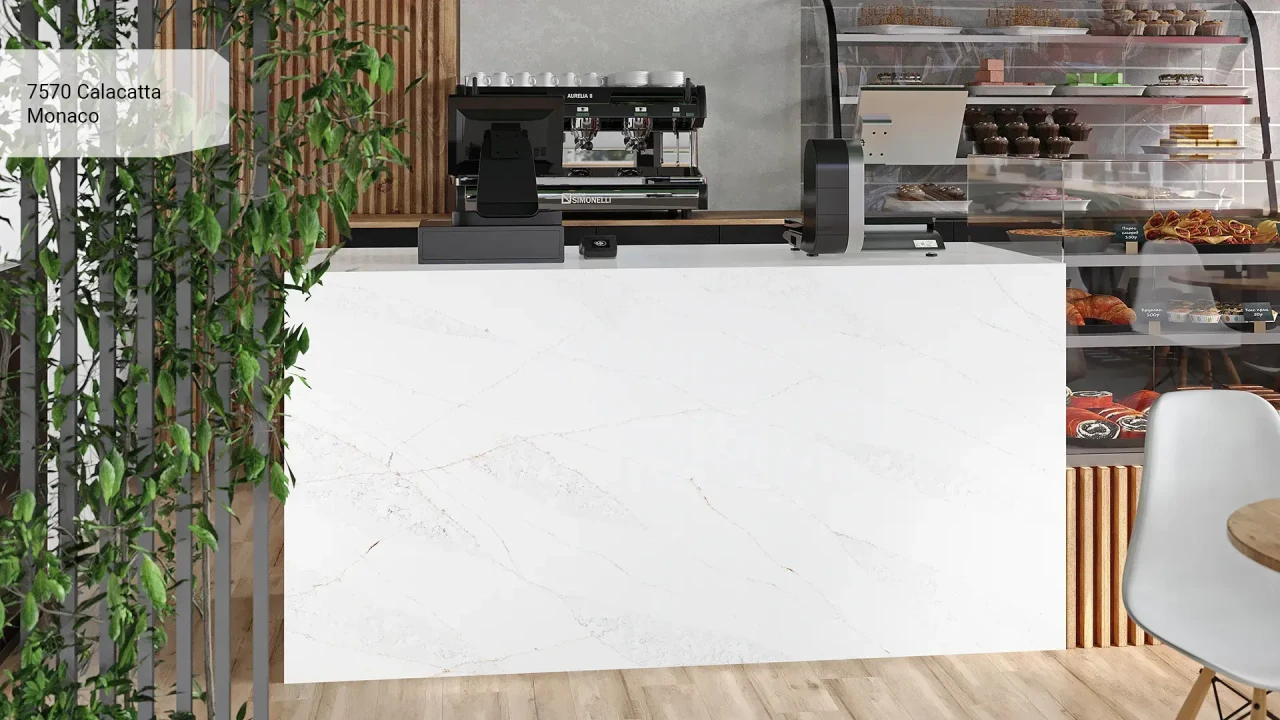 Avant Quartz 7570 Calacatta Monaco в інтер'єрі