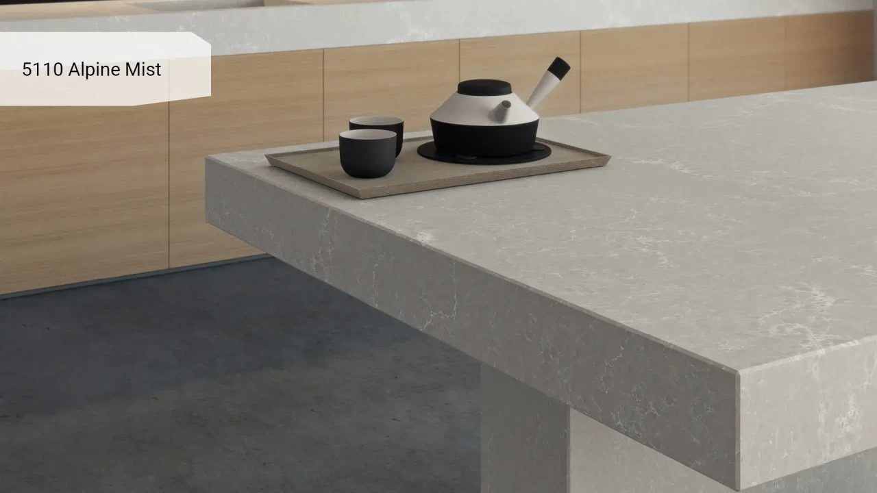 Caesarstone 5110 Alpine Mist в інтер'єрі