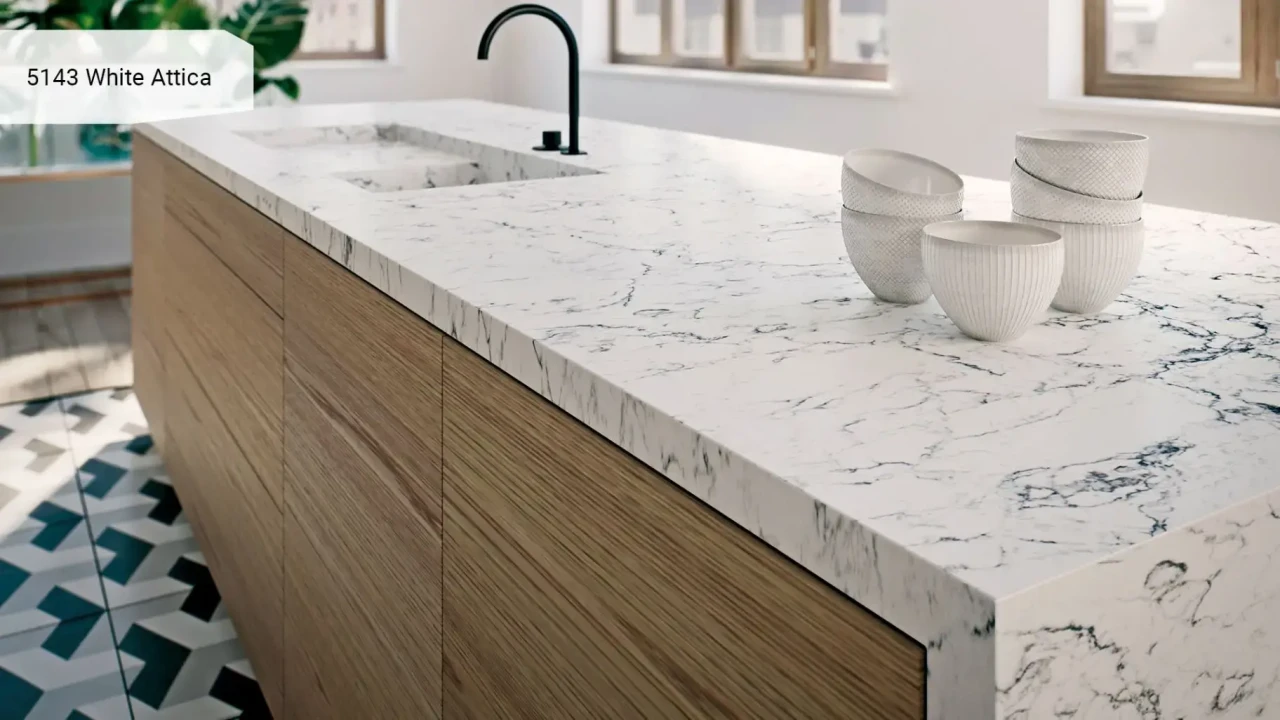 Caesarstone 5143 White Attica в интерьере